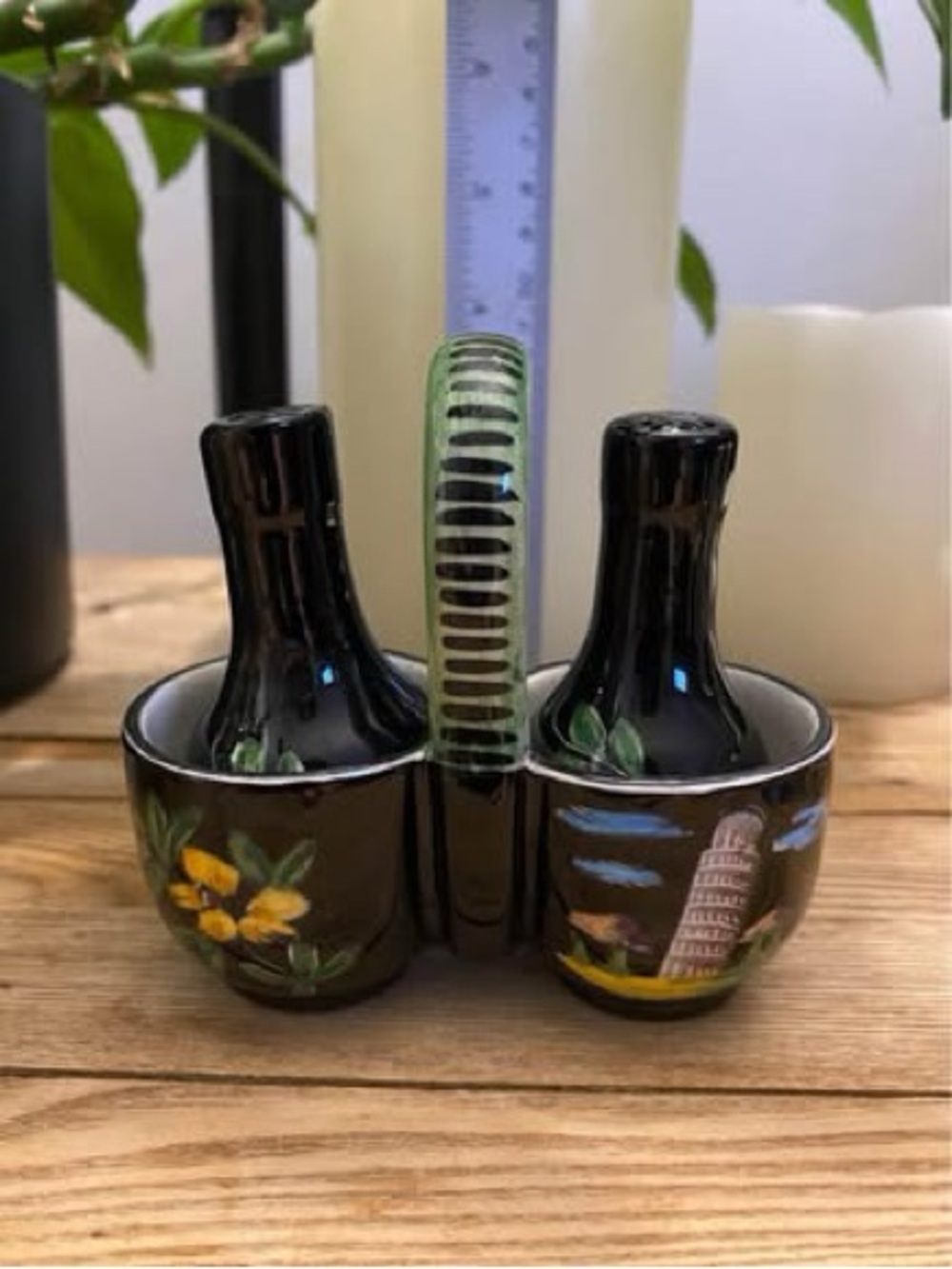 Vintage Ceramica Titano San Marino Italian Salt Pepper Shakers Leaning Tower